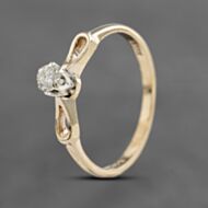 Pre-Owned 9ct Yellow Gold 0.12ct Brilliant Cut Diamond Openwork Shoulders Solitaire Ring 41671564