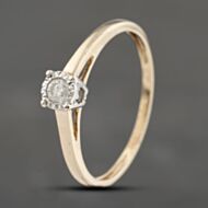 Pre-Owned 9ct Yellow Gold 0.10ct Brilliant Cut Diamond Solitaire Ring 41671576