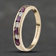 Pre-Owned 9ct Yellow Gold Ruby & Cubic Zirconia Channel Set Half Eternity Ring 41671580