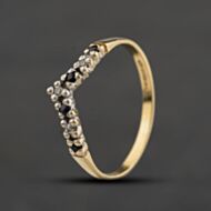 Pre-Owned 9ct Yellow Gold Sapphire & Diamond Half Wishbone Ring 41671617