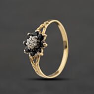 Pre-Owned 9ct Yellow Gold Sapphire & Diamond Cluster Ring 41671618