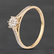 Pre-Owned 9ct Yellow Gold 0.05ct Diamond Shoulder Set Solitaire Ring 41671623