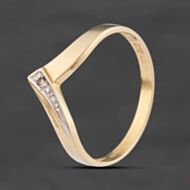 Pre-Owned 9ct Yellow Gold 0.01ct Diamond Wishbone Ring 41671624