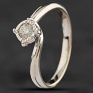 Pre-Owned 9ct White Gold 0.17ct Brilliant Cut Diamond Twist Solitaire Ring 4167777
