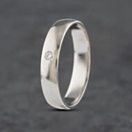 Pre-Owned 14ct White Gold Brilliant Cut Diamond Set Court Shape Matt Textured 5mm Wedding Ring 41871357