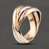 Pre-Owned 9ct Three Colour Gold Trinity 3.4mm Wedding Ring 41871417