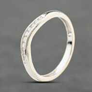 Pre-Owned 9ct White Gold 0.10ct Brilliant Cut Diamond 2.5mm Shaped Wedding Ring 41871444