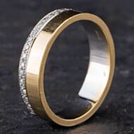 Pre-Owned 14ct Two Colour Gold 4.5 mm Diamond Set Wedding Band 4187322