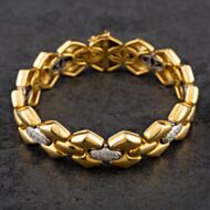 Pre-Owned 18ct Two Colour Gold 1.00ct Brilliant Cut Diamond Pave Set Fancy 7 Inch Bracelet 4307043