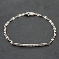 Pre-Owned 14ct White Gold 0.32ct Brilliant Cut Diamond Bar 7 Inch Identity Bracelet 43071014