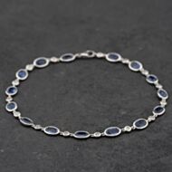 Pre-Owned 14ct White Gold 3.25ct Sapphire & 0.25ct Brilliant Cut Diamond Oval 7.25 Inch Bracelet 43071022