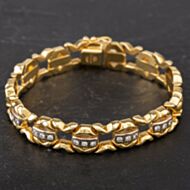 Pre-Owned 18ct Two Colour Gold 7 Inch Diamond Set Bracelet 4307112