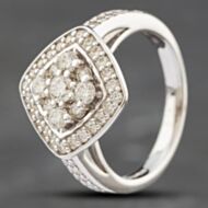 Pre-Owned 9ct White Gold 1.00ct Brilliant Cut Diamond Cluster Ring 43091012