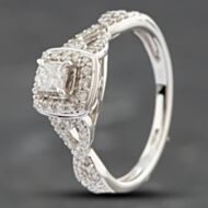 Pre-Owned 9ct White Gold 0.50ct Diamond Square Cluster Ring 43091014