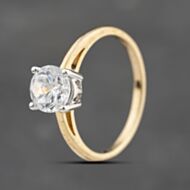 Pre-Owned 9ct Yellow Gold Cubic Zirconia Round Solitaire Ring 43111001