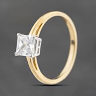 Pre-Owned 9ct Yellow Gold Cubic Zirconia Square Solitaire Ring 43111004