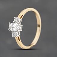 Pre-Owned 9ct Yellow Gold Cubic Zirconia Three Stone Ring 43111010