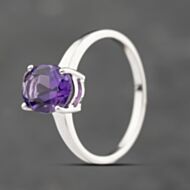 Pre-Owned 9ct White Gold Amethyst Oval Dress Ring 43111013
