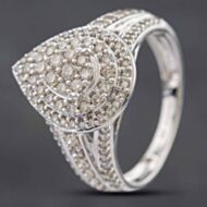 Pre-Owned 9ct White Gold 1.00ct Brilliant Cut Diamond Cluster Ring 431200530