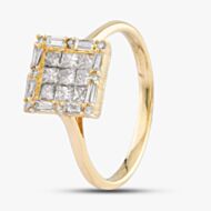 Pre-Owned 14ct Yellow Gold 0.72ct Diamond Cluster Ring 431200934