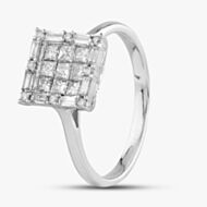 Pre-Owned 14ct White Gold 0.65ct Diamond Cluster Ring 431201035