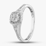 Pre-Owned 9ct White Gold 0.20ct Diamond Cluster Ring 431203358