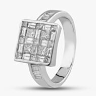 Pre-Owned 14ct White Gold 1.28ct Diamond Square Cluster Ring 431203762