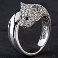 Pre-Owned 14ct White Gold 1.38ct Brilliant Cut Diamond Pave Set Leopards Head Fancy Ring 4312044