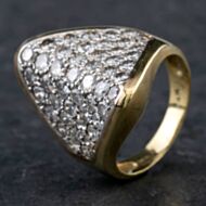 Pre-Owned 9ct Yellow Gold Brilliant Cut Diamond Multi Row Pyramid Design Pave Set Fancy Ring 4312062