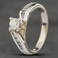 Pre-Owned Platinum Certificated 0.32ct Brilliant Cut Diamond Twist Shoulder Set Solitaire Ring 43121006