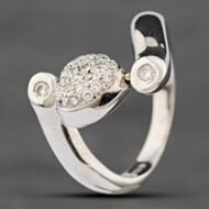 Pre-Owned 14ct White Gold Brilliant Cut Diamond Revolving Heart & Lock Head Dress Ring 43121013
