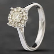 Pre-Owned 14ct White Gold 0.61ct Brilliant Cut Diamond Round Cluster Ring 43121023