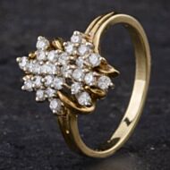 Pre-Owned 14ct Yellow Gold Brilliant Cut Spikey Diamond 17 Stone Cluster Ring 4312102