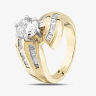 Pre-Owned 14ct Yellow Gold Certificated 1.09ct Diamond Twist Shoulder Set Solitaire Ring 43121038