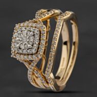 Pre-Owned 9ct Yellow Gold 0.65ct Brilliant Cut Diamond Bridal Set Ring 43121051