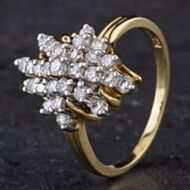 Pre-Owned 14ct Yellow Gold Brilliant Cut Spikey Diamond Cluster Ring 4312105