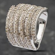 Pre-Owned 9ct White Gold 2.04ct Brilliant & Baguette Cut Diamond Cocktail Ring 43121063