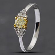 Pre-Owned 18ct White Gold Brilliant Cut Yellow Diamond Shoulder Set Solitaire Ring 43121077