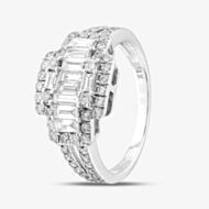 Pre-Owned 18ct White Gold Baguette & Brilliant Cut Diamond Fancy Dress Ring 43121083