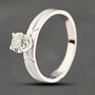 Pre-Owned 9ct White Gold 0.10ct Brilliant Cut Diamond Textured Shoulders Solitaire Ring 43121086