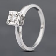 Pre-Owned 9ct White Gold 0.10ct Brilliant Cut Diamond Solitaire Ring 43121087