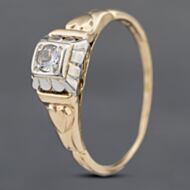Pre-Owned 9ct Two Colour Gold 0.10ct Brilliant Cut Diamond Solitaire Ring 43121088