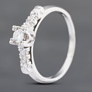 Pre-Owned 9ct White Gold 0.12ct Brilliant Cut Diamond Solitaire Ring 43121093