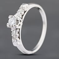 Pre-Owned 9ct White Gold 0.13ct Brilliant Cut Diamond Solitaire Ring 43121095