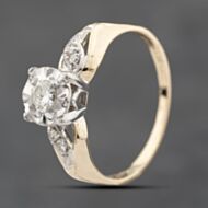 Pre-Owned 9ct Two Colour Gold 0.14ct Brilliant Cut Diamond Shoulder Set Solitaire Ring 43121098