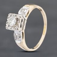 Pre-Owned 9ct Two Colour Gold 0.16ct Brilliant Cut Diamond Solitaire Ring 43121112