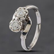 Pre-Owned 14ct White Gold 0.65ct Brilliant Cut Diamond Cross Over Two Stone Ring 43121163