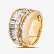 Pre-Owned 18ct Yellow Gold Baguette Cut Diamond Three Row Graduated Pave Band Ring 43121167