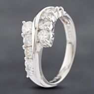 Pre-Owned Platinum 1.00ct Brilliant Cut Diamond Graduated Two Row Cross Over Dress Ring 43121179