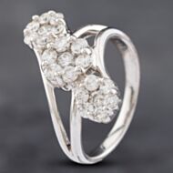 Pre-Owned 18ct White Gold 1.00ct Brilliant Cut Diamond Cross Over Triple Cluster Ring 43121181